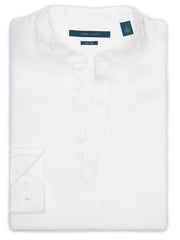 Untucked Linen Solid Popover Shirt Bright White Perry Ellis