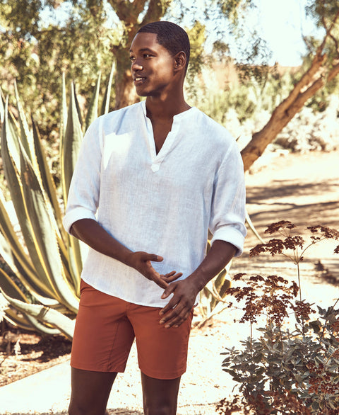 Untucked Linen Solid Popover Shirt