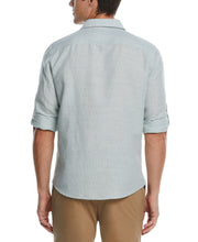 Untucked Roll Sleeve Linen Blend Stripe Shirt (Canton) 