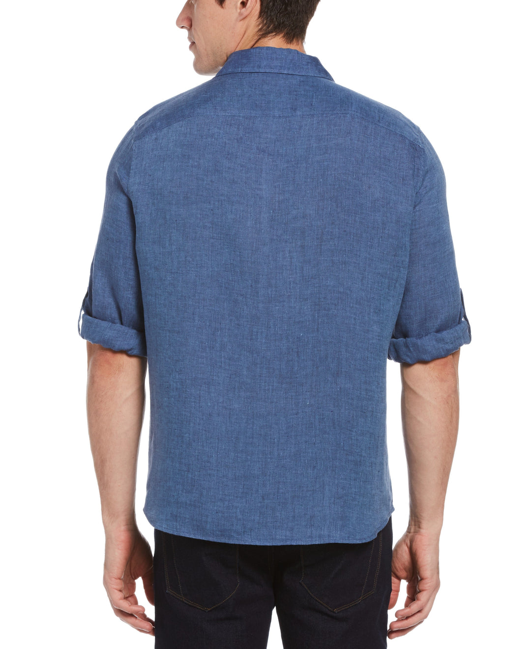 Roll Sleeve Linen Chambray Shirt Delft Perry Ellis