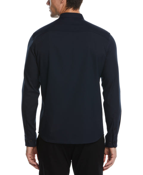 Untucked Total Stretch Slim Fit Banded Collar Shirt (Dark Sapphire) 
