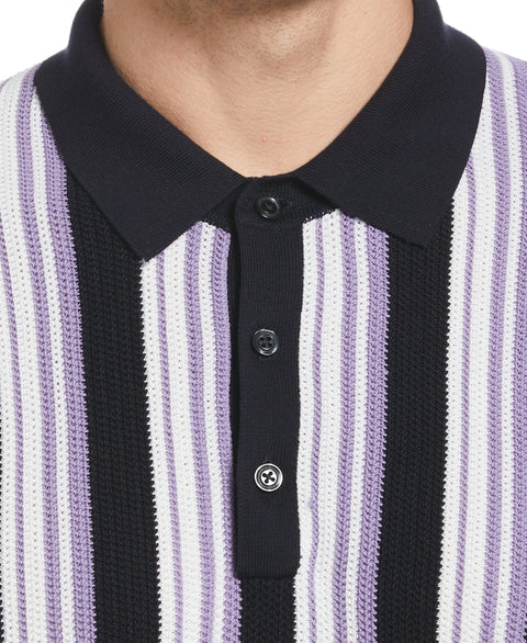 Vertical Stripe Polo (Dark Sapphire) 