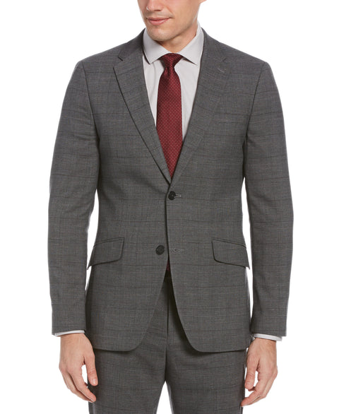 Very Slim Fit Windowpane Suit Jacket Charcoal Perry Ellis