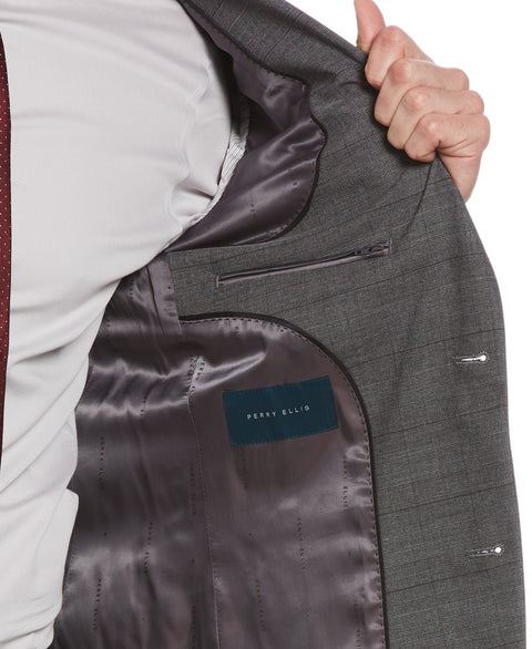 Very Slim Fit Windowpane Suit Jacket Charcoal Perry Ellis