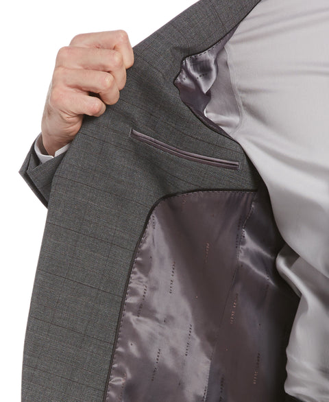 Very Slim Fit Windowpane Suit Jacket Charcoal Perry Ellis