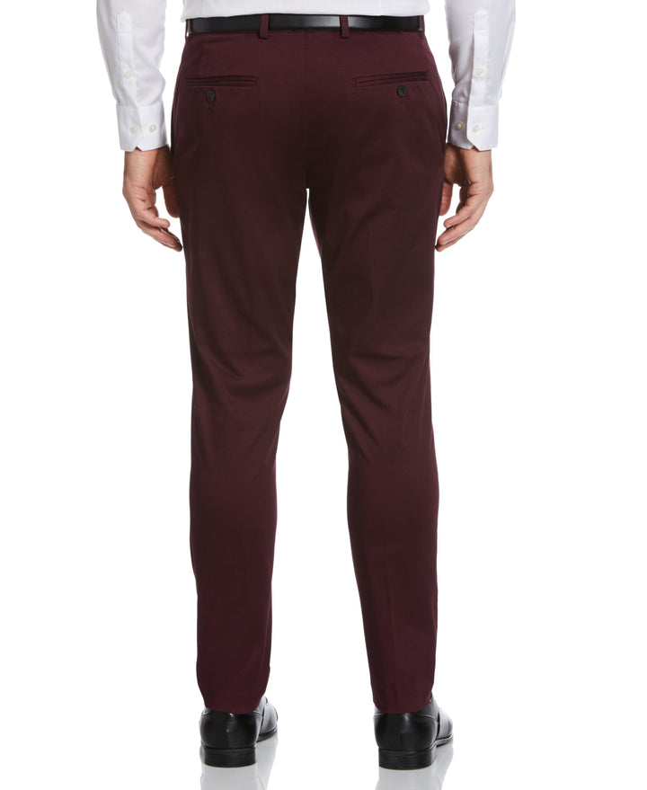 Very Slim Satin Suit Pant Wine Perry Ellis