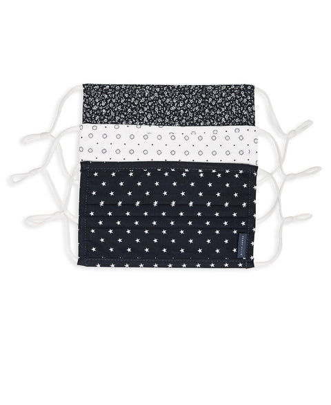 Reusable Poplin 3 Pack Pleated Fabric Face Mask Assorted Perry Ellis