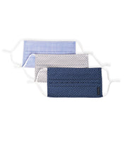Reusable Poplin 3 Pack Pleated Fabric Face Mask Assorted Perry Ellis
