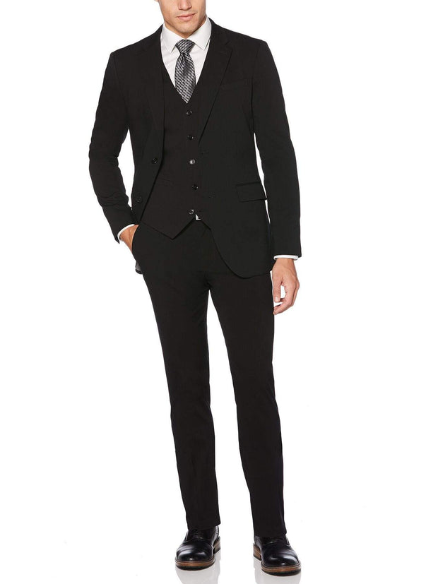 Very Slim Fit Performance Black Suit Perry Ellis