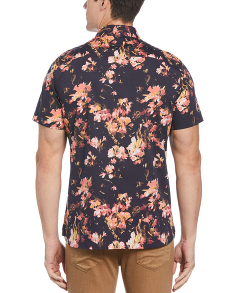 Stretch Floral Print Shirt (Dark Sapphire) 