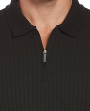 Big & Tall Quarter Zip Ribbed Polo (Black) 