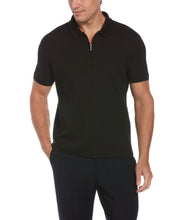Big & Tall Quarter Zip Ribbed Polo (Black) 