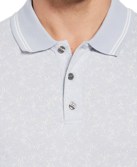 Pima Cotton Blend Ditsy Floral Print Polo (Heather) 