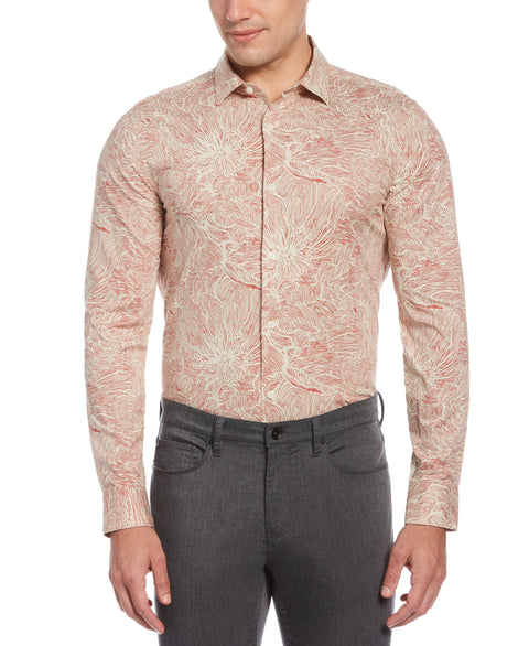 Sketch Print Stretch Shirt (Marsala) 